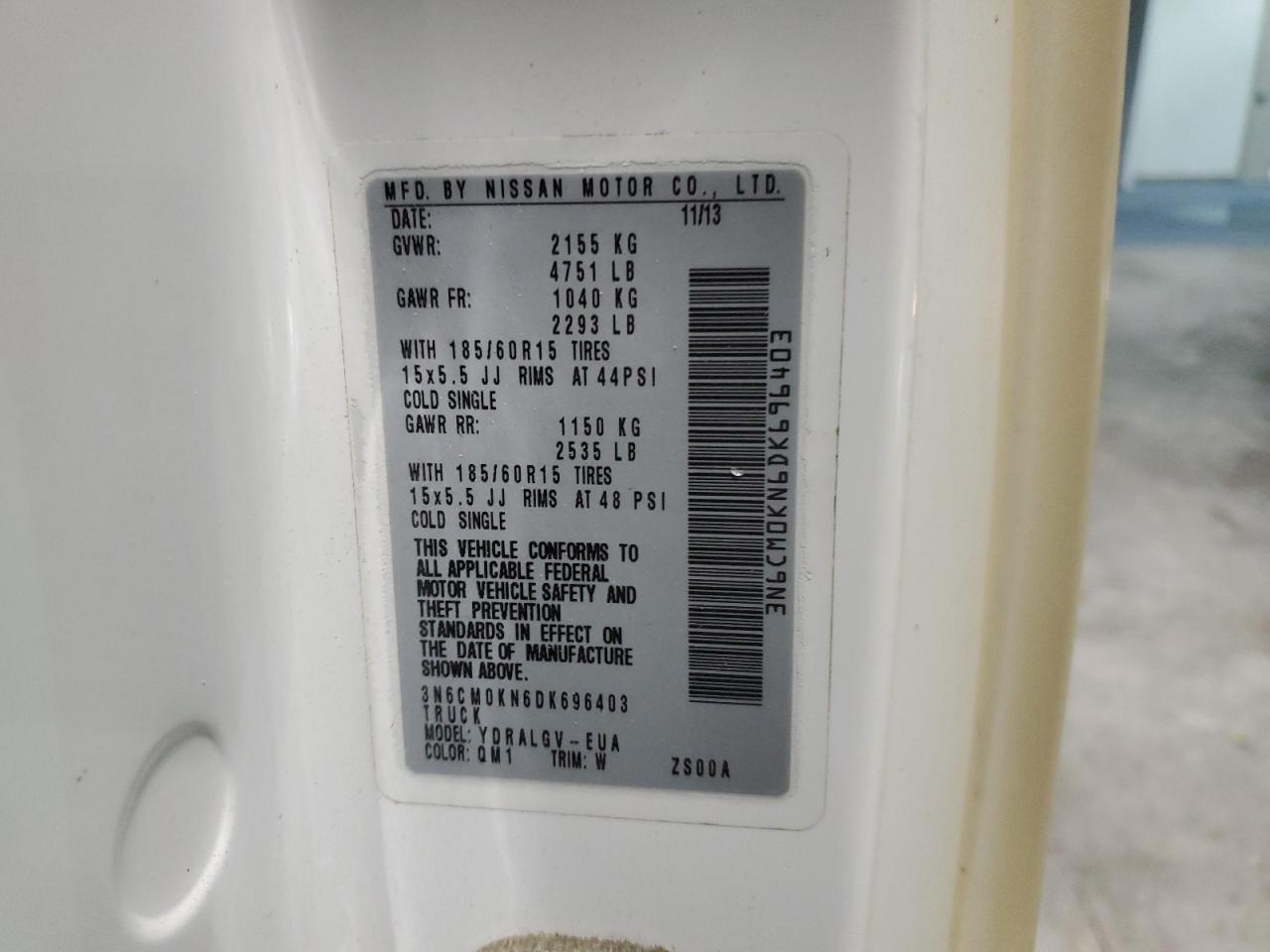 3N6CM0KN6DK696403 2013 Nissan Nv200 2.5S