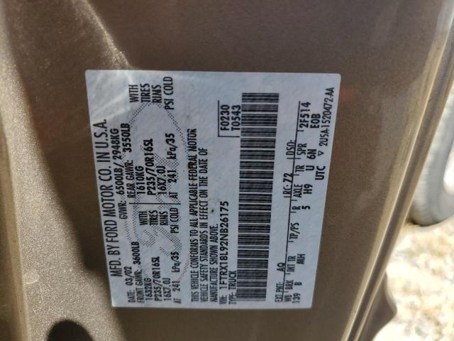 2002 Ford F150 VIN: 1FTRX18L92NB26175 Lot: 54645534