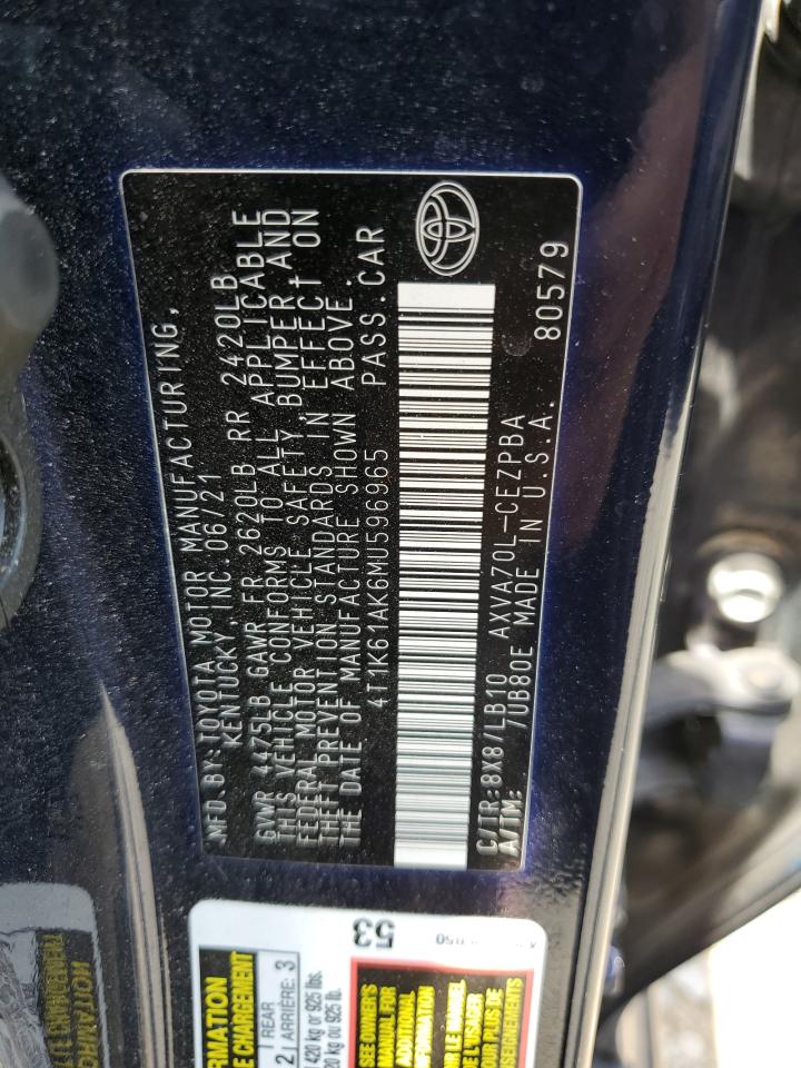 4T1K61AK6MU596965 2021 Toyota Camry Xse