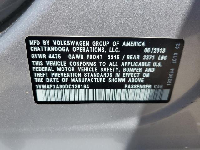 2013 Volkswagen Passat S VIN: 1VWAP7A30DC136194 Lot: 55811044