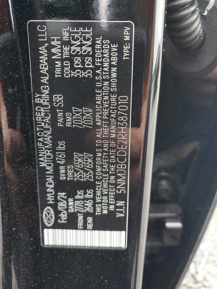 5NMJBCDE2RH387010 2024 Hyundai Tucson Sel