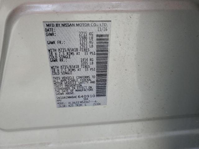 2017 Nissan Pathfinder S VIN: 5N1DR2MN6HC640910 Lot: 54210464