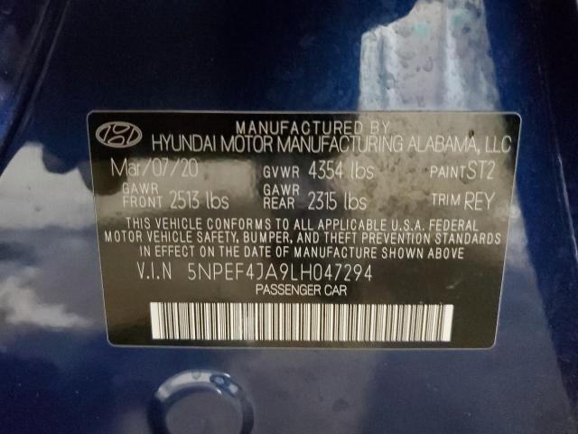 2020 Hyundai Sonata Sel VIN: 5NPEF4JA9LH047294 Lot: 52970444