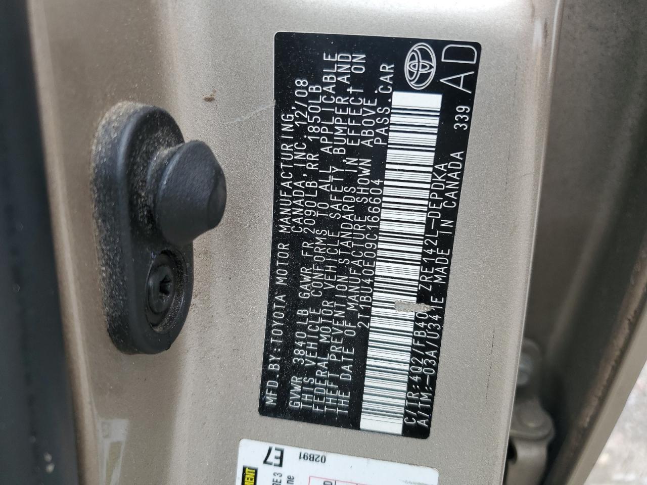 2T1BU40E09C166604 2009 Toyota Corolla Base