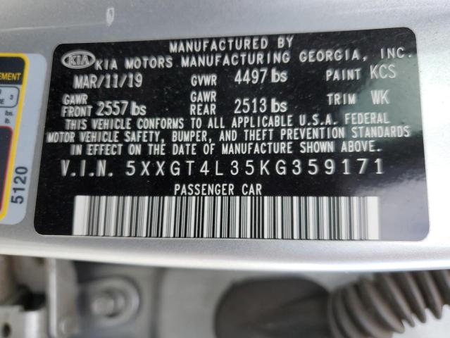 2019 Kia Optima Lx VIN: 5XXGT4L35KG359171 Lot: 56064344