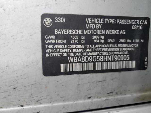 2017 BMW 330 Xi VIN: WBA8D9G58HNT90905 Lot: 52687794
