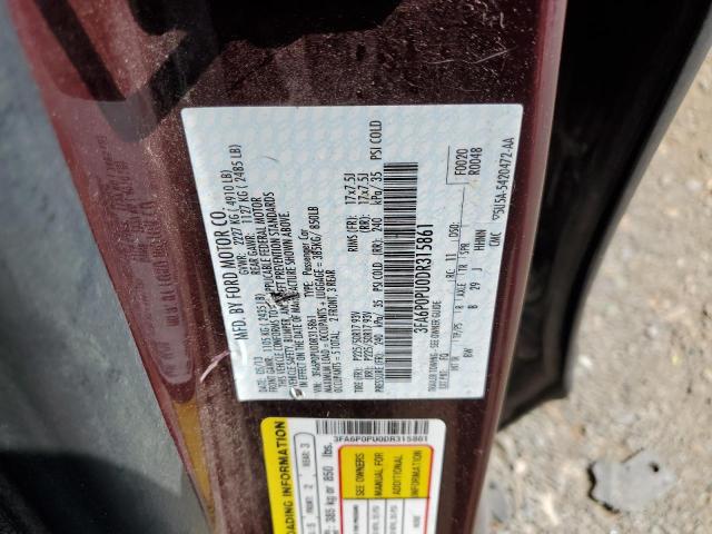 2013 Ford Fusion Se Phev VIN: 3FA6P0PU0DR315861 Lot: 53321914