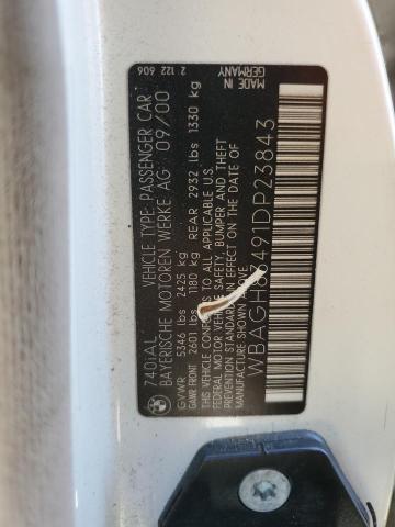 2001 BMW 740 Il VIN: WBAGH83491DP23843 Lot: 52400754