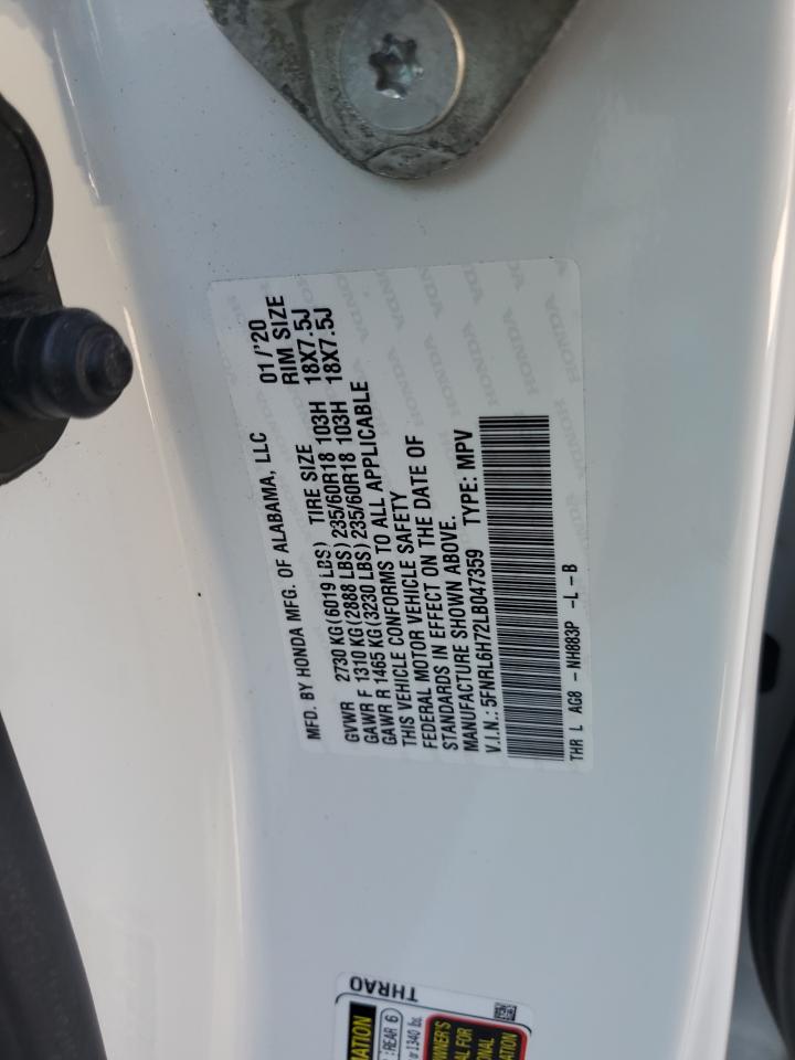 5FNRL6H72LB047359 2020 Honda Odyssey Exl