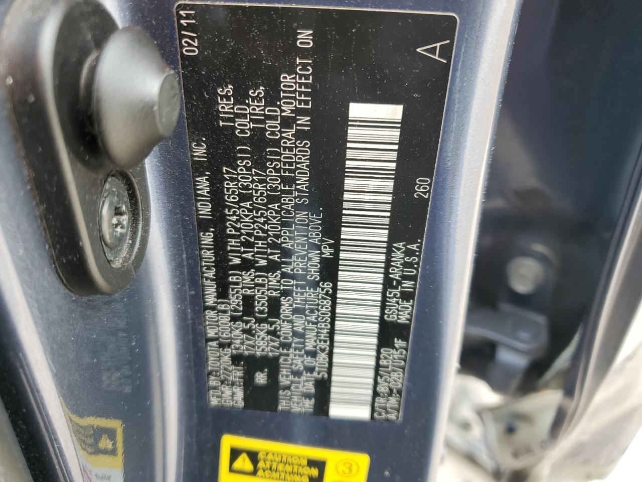 5TDBK3EH4BS068756 2011 Toyota Highlander Base