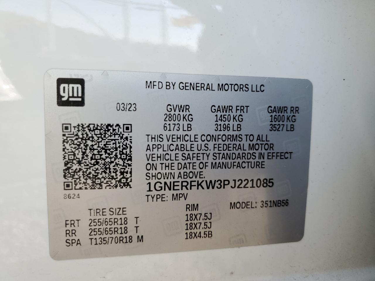 1GNERFKW3PJ221085 2023 Chevrolet Traverse Ls