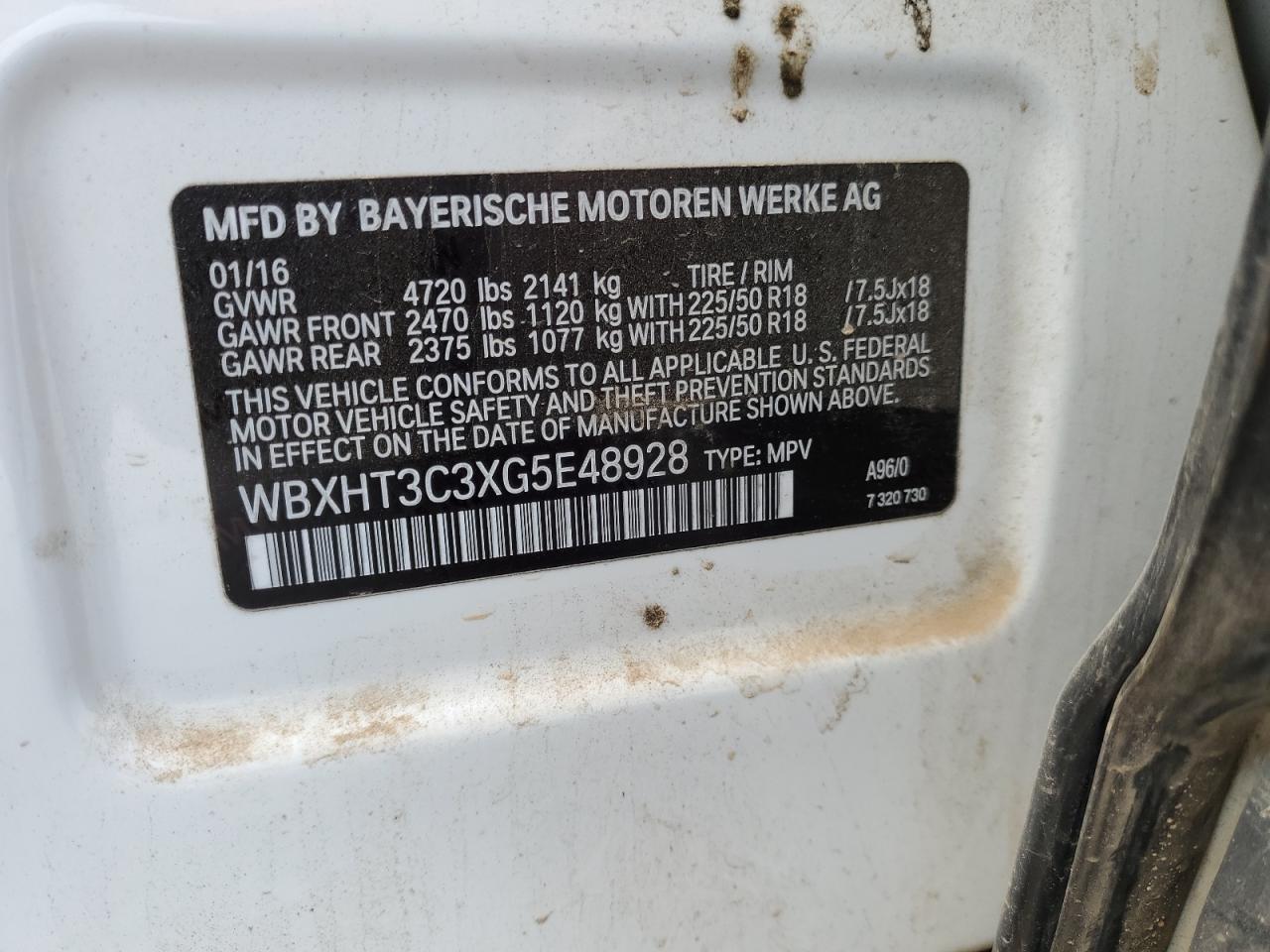 WBXHT3C3XG5E48928 2016 BMW X1 xDrive28I