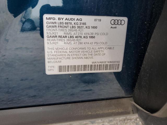 2019 Audi E-Tron Prestige VIN: WA1VABGE1KB020162 Lot: 53848464