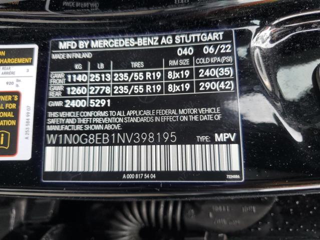 2022 Mercedes-Benz Glc 300 4Matic VIN: W1N0G8EB1NV398195 Lot: 55843104