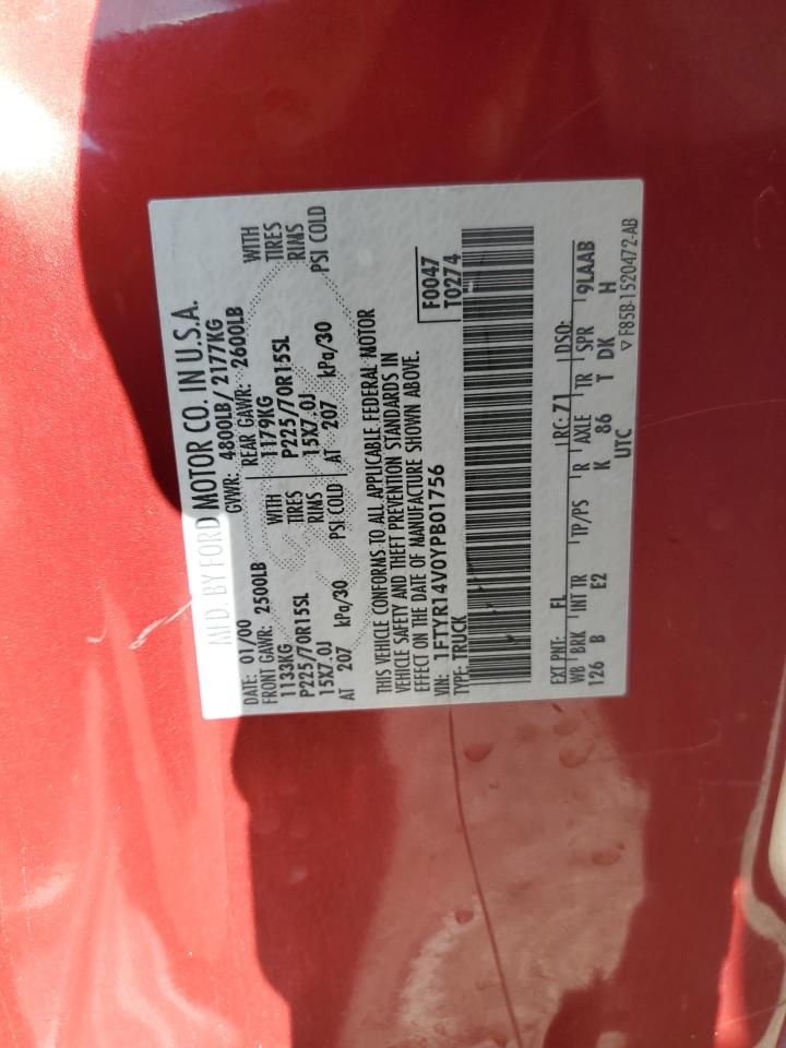 1FTYR14V0YPB01756 2000 Ford Ranger Super Cab