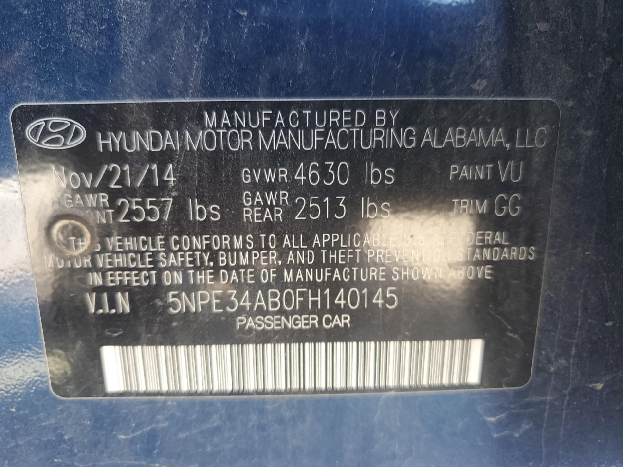 5NPE34AB0FH140145 2015 Hyundai Sonata Sport