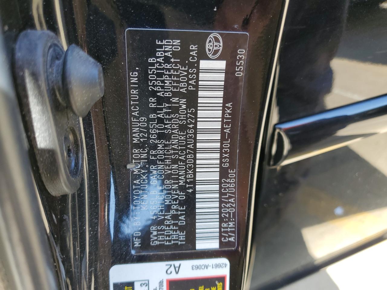 4T1BK3DB7AU364275 2010 Toyota Avalon Xl