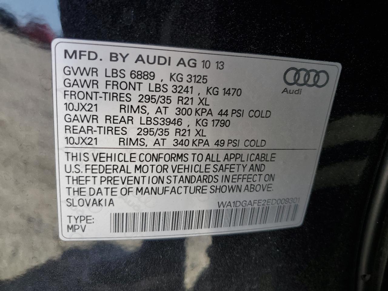 WA1DGAFE2ED009301 2014 Audi Q7 Prestige