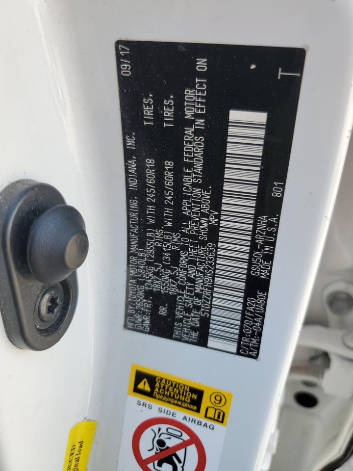 5TDZZRFH9HS233639 2017 Toyota Highlander Le