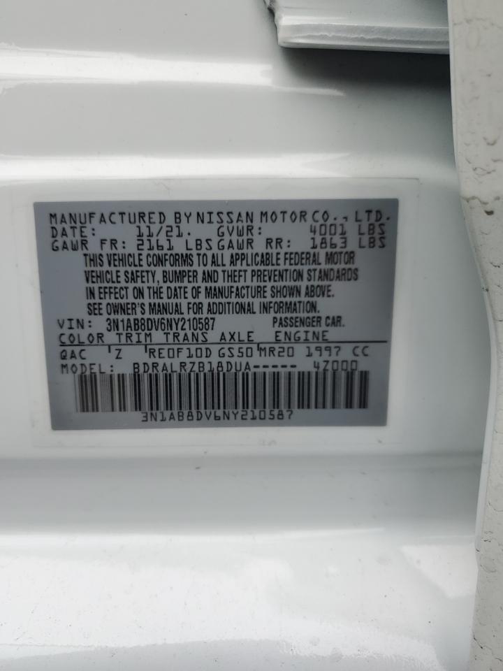 3N1AB8DV6NY210587 2022 Nissan Sentra Sr