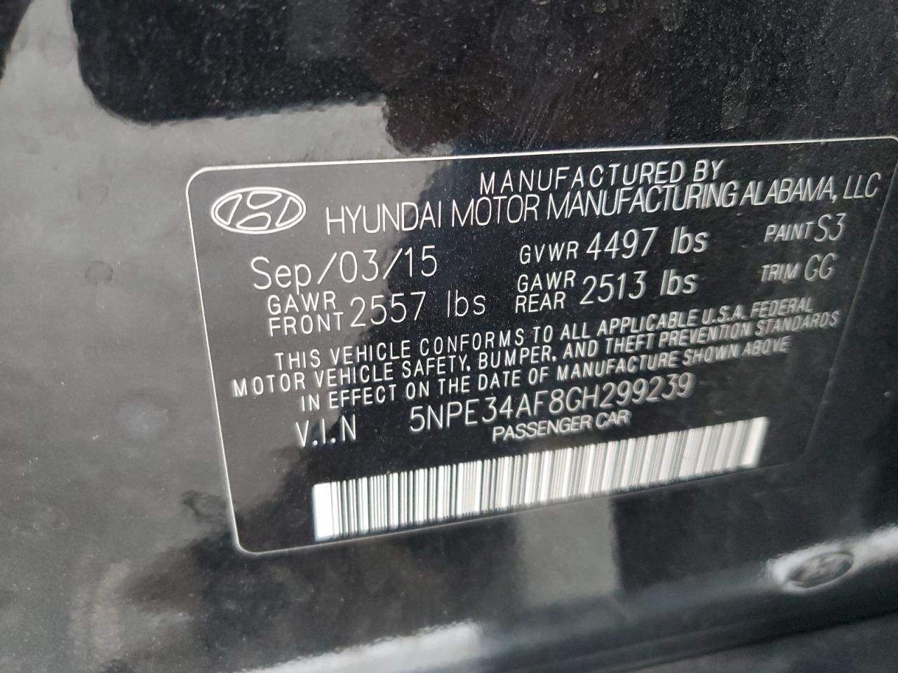 5NPE34AF8GH299239 2016 Hyundai Sonata Sport