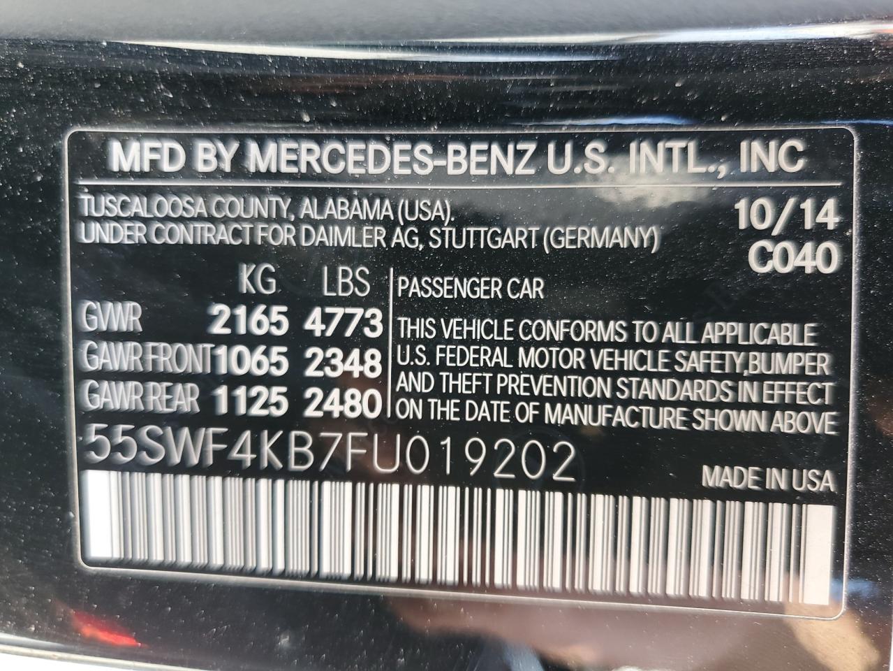 55SWF4KB7FU019202 2015 Mercedes-Benz C 300 4Matic