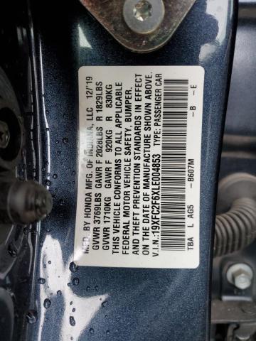 2020 Honda Civic Lx VIN: 19XFC2F6XLE004853 Lot: 54005934