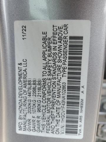 2022 Honda Accord Sport Se VIN: 1HGCV1F43NA102863 Lot: 55927954