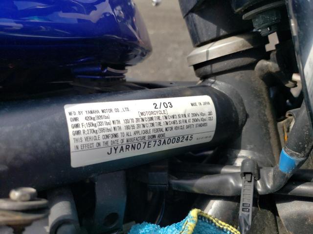 2003 YAMAHA FZS10 JYARN07E73A008245