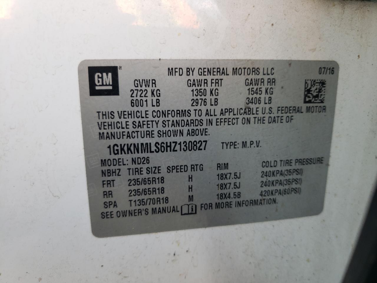 1GKKNMLS6HZ130827 2017 GMC Acadia Slt-1