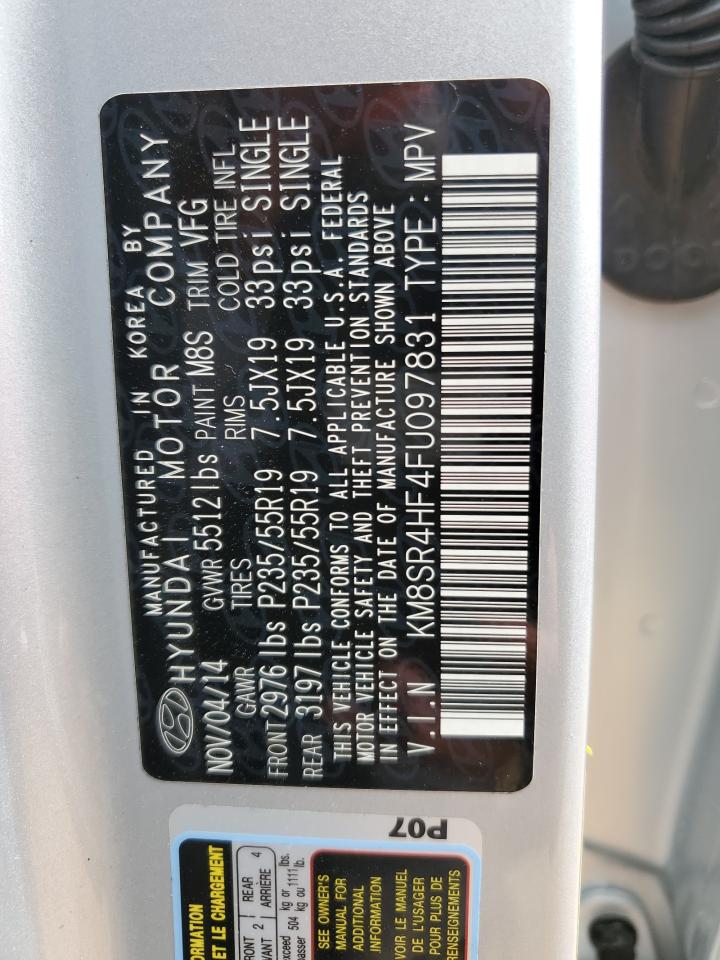 KM8SR4HF4FU097831 2015 Hyundai Santa Fe Gls