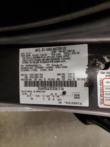 2012 Ford Fusion Sel VIN: 3FAHP0JA2CR361116 Lot: 56769854