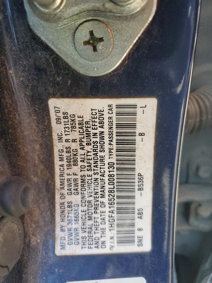 1hgfa16528l008130 1HGFA16528L008130 2008 Honda Civic Lx