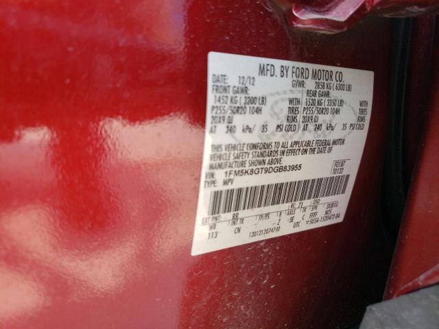 2013 Ford Explorer Sport VIN: 1FM5K8GT9DGB83955 Lot: 56435274