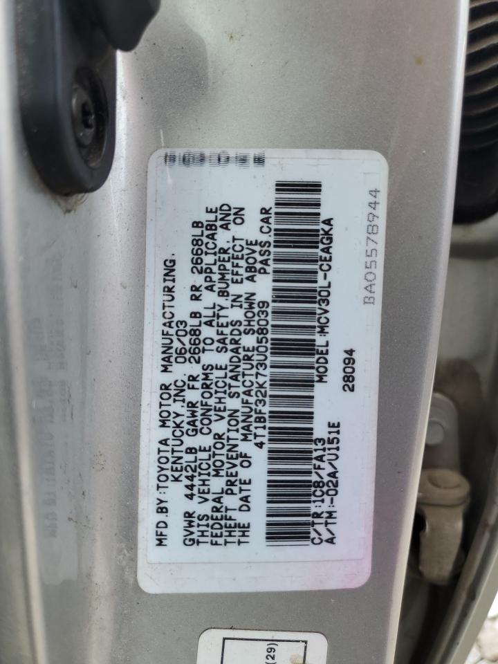 4T1BF32K73U058039 2003 Toyota Camry Le