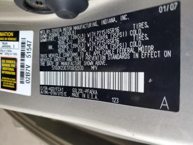 2007 Toyota Sienna Ce VIN: 5TDZK23C17S012930 Lot: 53484444