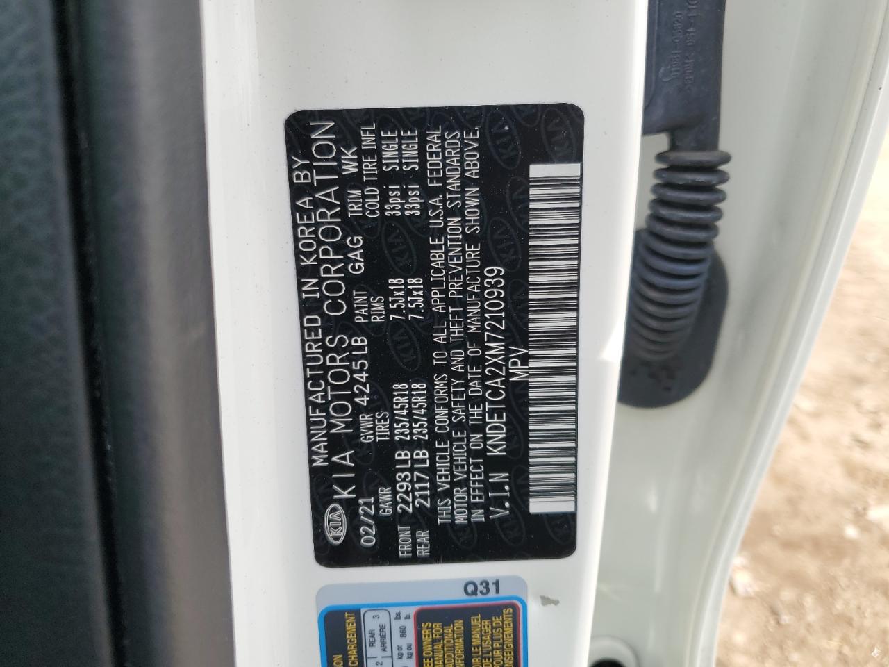 KNDETCA2XM7210939 2021 Kia Seltos Sx