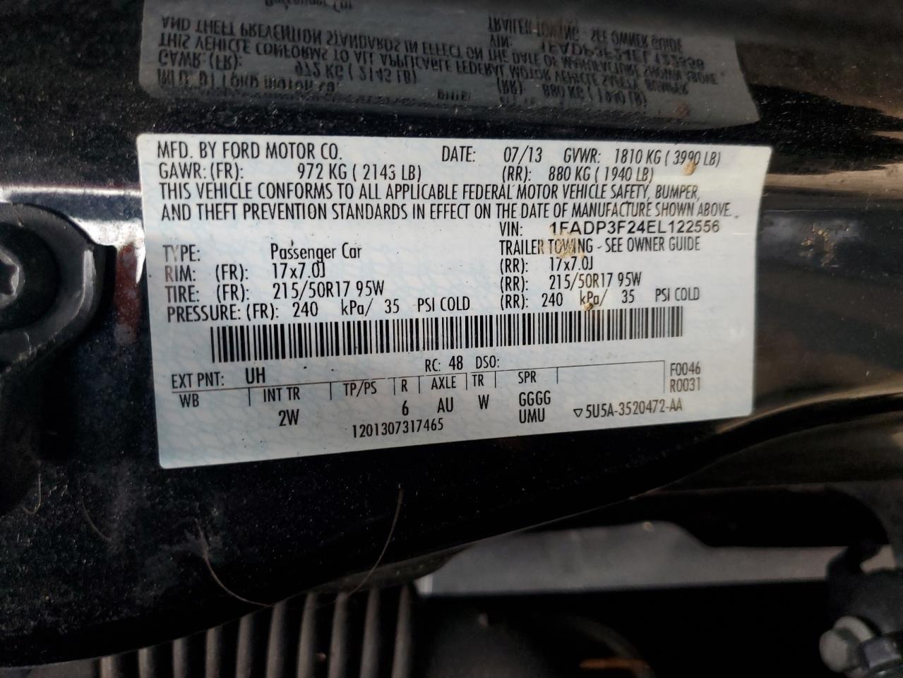 1FADP3F24EL122556 2014 Ford Focus Se