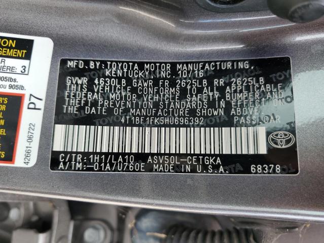 VIN 4T1BF1FK5HU696392 2017 Toyota Camry, LE no.12