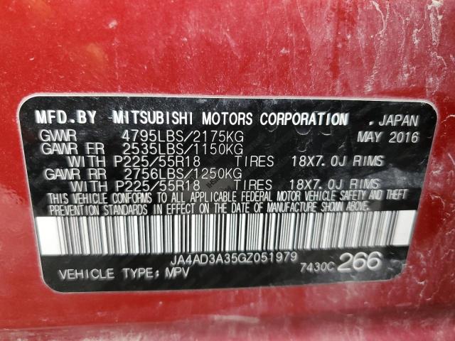 2016 Mitsubishi Outlander Se VIN: JA4AD3A35GZ051979 Lot: 56329744