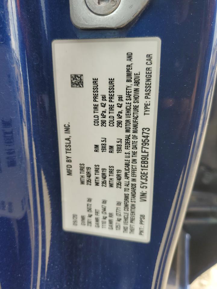 5YJ3E1EB9LF795473 2020 Tesla Model 3