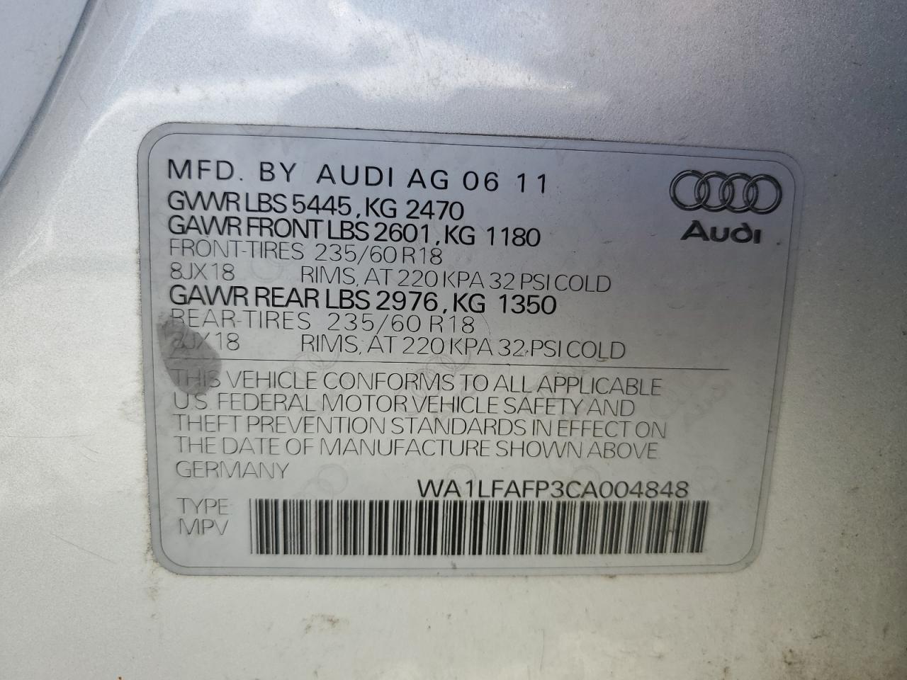 WA1LFAFP3CA004848 2012 Audi Q5 Premium Plus