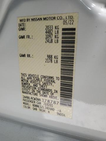 2022 Nissan Altima Sr VIN: 1N4BL4CW3NN378787 Lot: 55505814