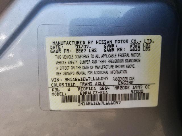 2007 Nissan Sentra 2.0 VIN: 3N1AB61E67L666047 Lot: 49691584