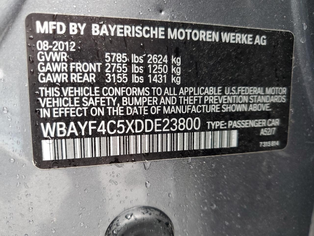 WBAYF4C5XDDE23800 2013 BMW 740 Lxi