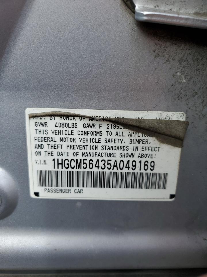 1HGCM56435A049169 2005 Honda Accord Lx