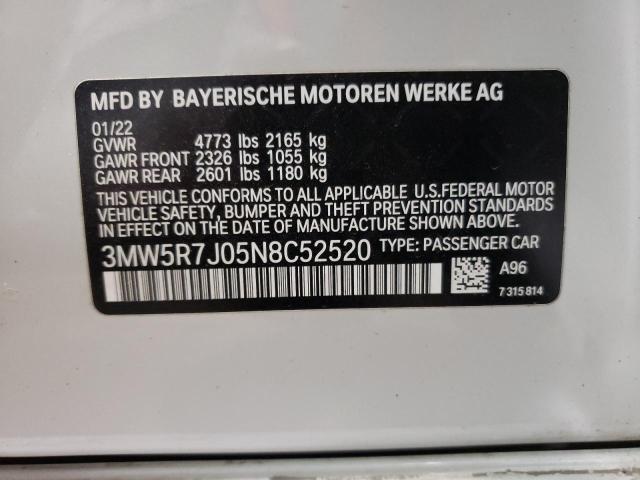 2022 BMW 330Xi VIN: 3MW5R7J05N8C52520 Lot: 55571214