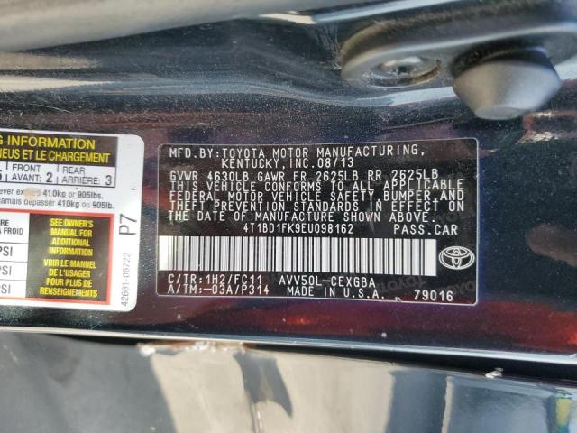 VIN 4T1BD1FK9EU098162 2014 Toyota Camry, Hybrid no.12