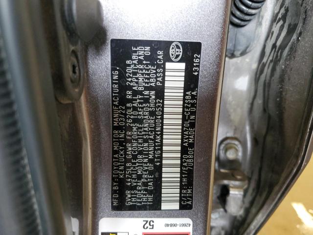 VIN 4T1G11AK4NU040532 2022 Toyota Camry, SE no.13