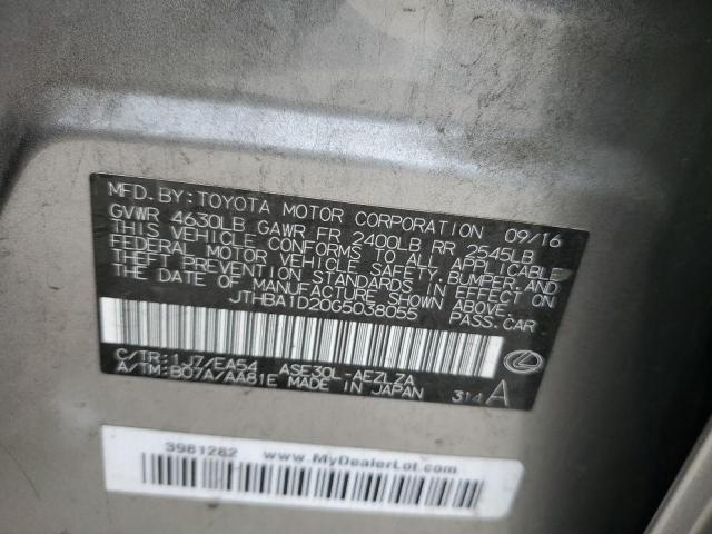 2016 Lexus Is 200T VIN: JTHBA1D20G5038055 Lot: 55556664